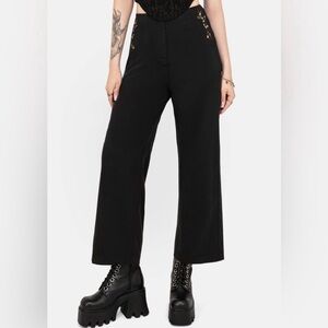 Nwt Disturbia Harmony Earthy Floral Embroidered Cropped Trouser Dark Academia 14
